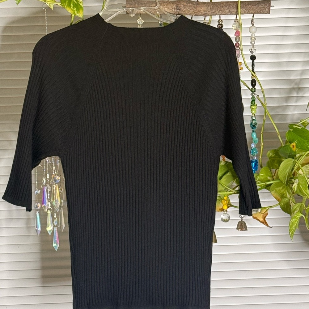 Black Ribbed Knit Sweater - Picture 2 of 5